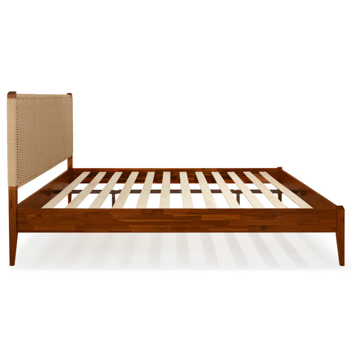George Oliver Selina Solid Wood Platform Bed with Headboard, Bohemian ...